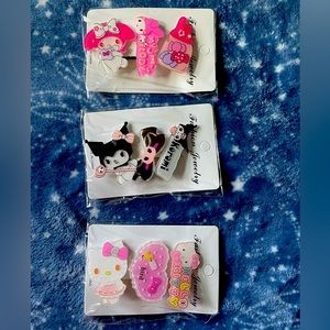 Hello Kitty, Kuromi and My Melody Lot of Hair Clips NWT